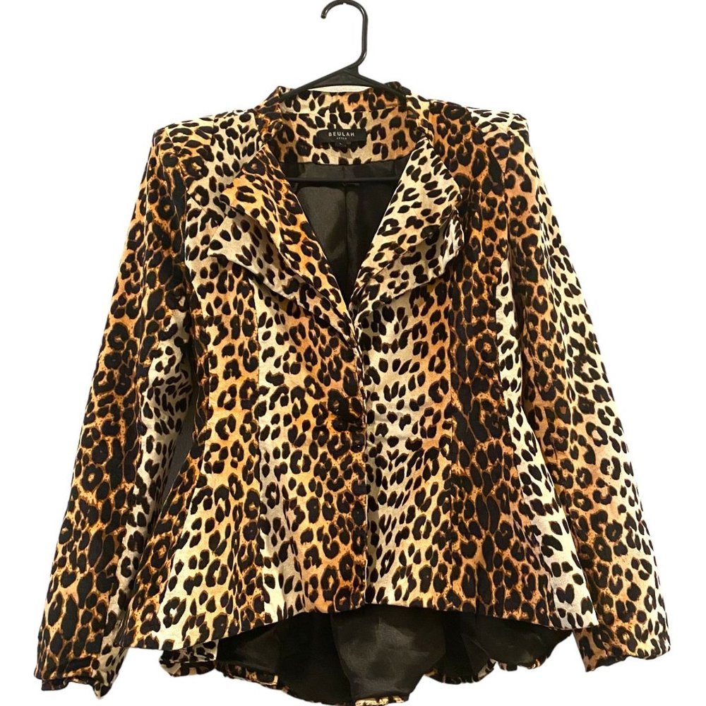 Anthropologie Beulah Leopard Print Fitted Blazer L